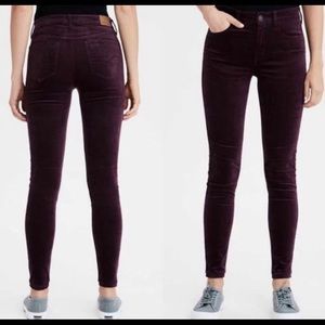 AE American Eagle High Waisted Purple Velvet Jeggings Size 4